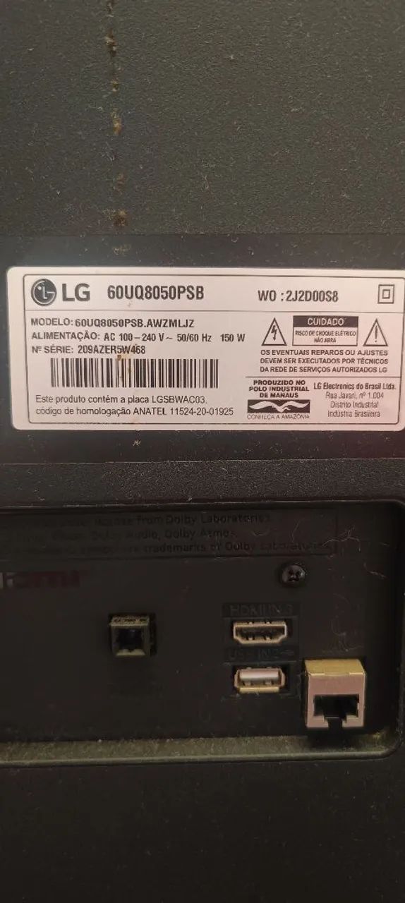 Vendo TV LG 60 polegadas Smart TV, modelo 60UQ8050PSB. - Foto 4