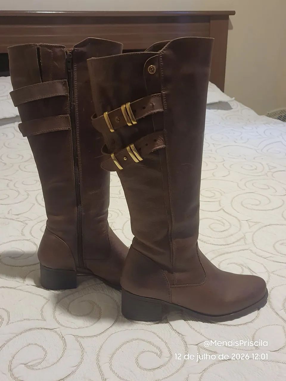 Bota Marrom Cano Alto - Foto 5