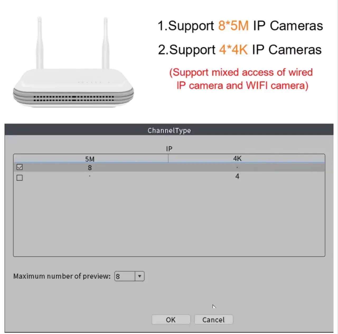 NVR h.265 WI-FI 8CH para sistema sem fio cartão tf solt onvif ICSee app - Foto 4