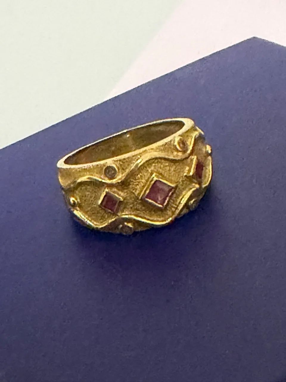 Anel ouro 18k rubi e diamantes - Foto 4