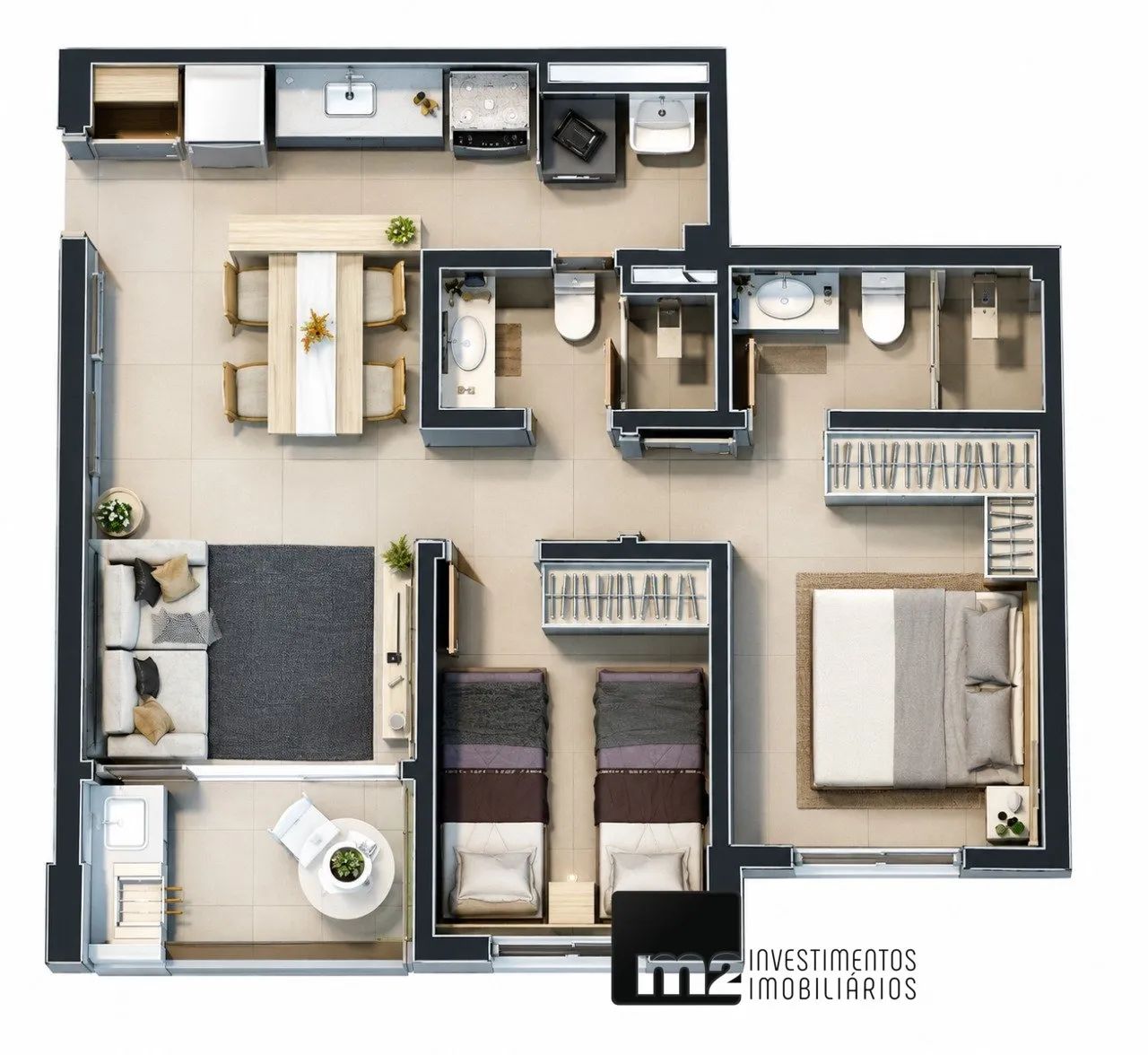 Apartamento com suíte e varanda com churrasqueira - Foto 4