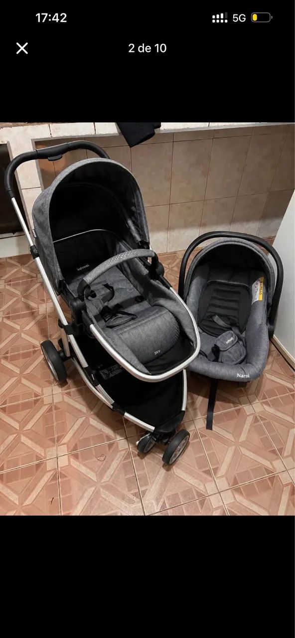 Carrinho de bebê com bebê conforto e base  - Foto 5