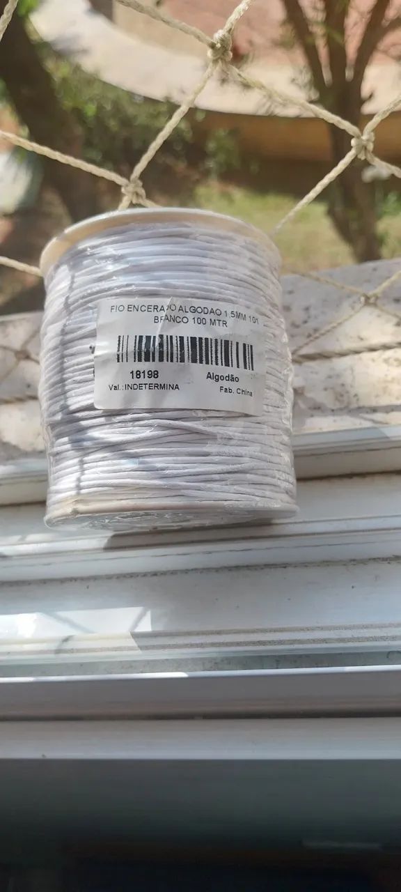 Fio encerado algodão 1,5mm Branco 100MTR