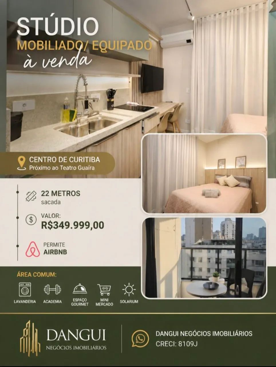 Stúdio mobiliado- Região central 