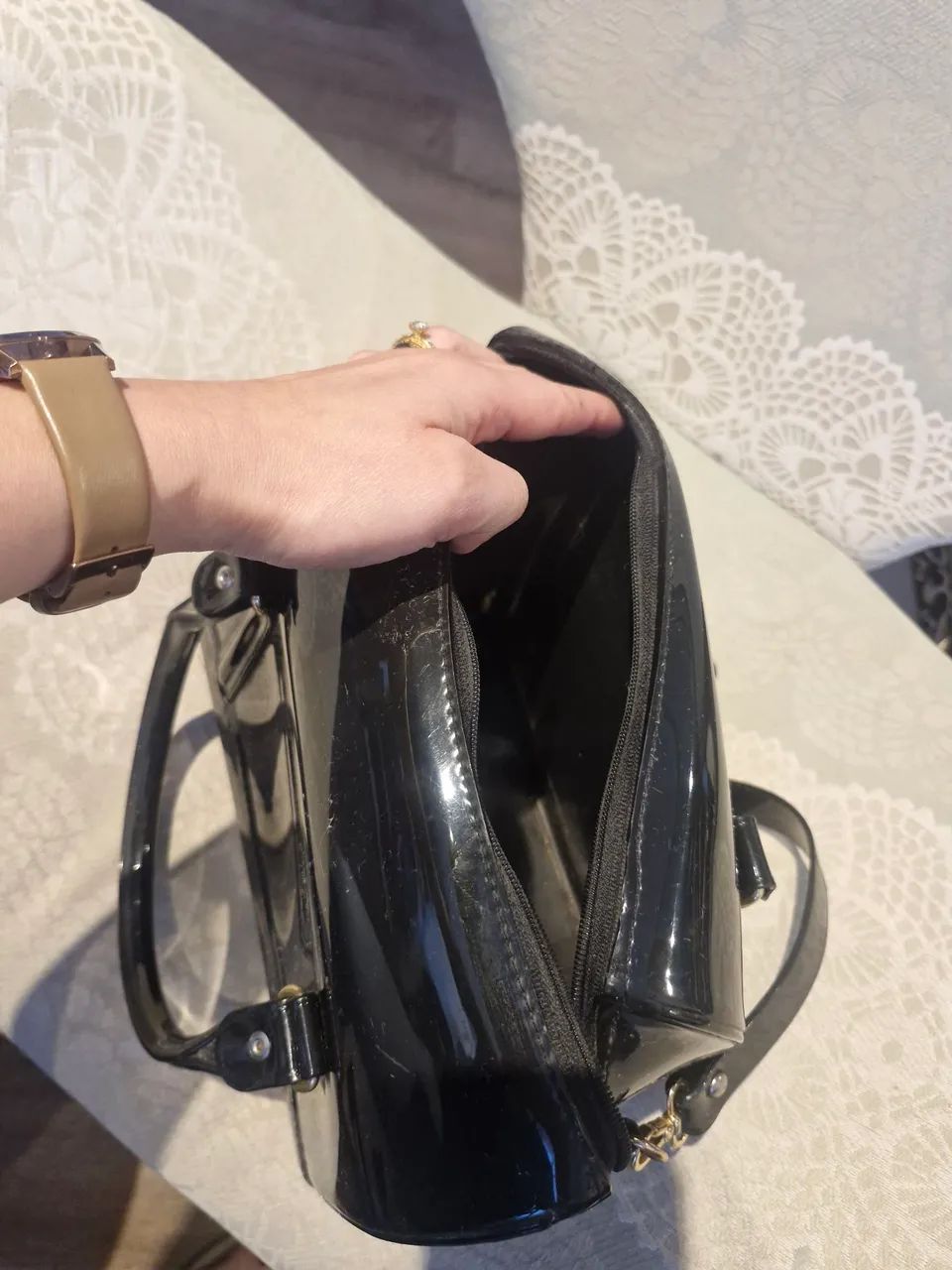 Bolsa preto vinil - Foto 3
