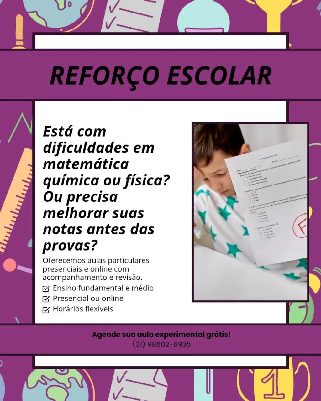 Aulas particulares de matemática, química e física 