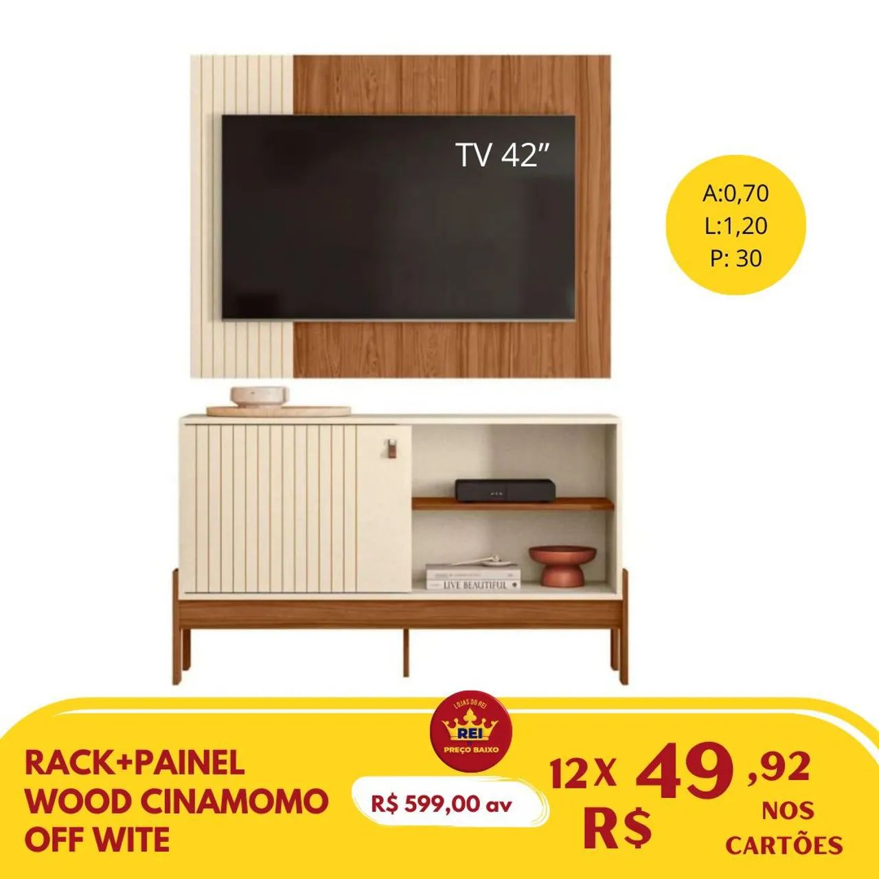 PROMOÇÃO URGENTE - Rack + Painel para TVS com até 43' POLEGADAS apenas 12x R$49,92 - Foto 2