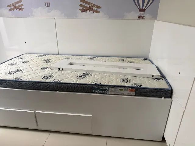 Cama solteiro 100% MDF com colchão  - Foto 3