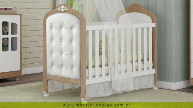 Frete Grátis* Quarto de Bebê Armário, Cômoda Lisa e Berço - Conforto Elô *NOVO - Foto 2