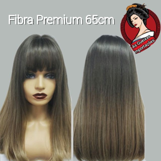 Peruca Ombré Hair com Franja| Fibra Premium| 65cm