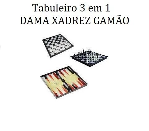 Jogo De Tabuleiro 3 Em 1 19x19cm com Xadrez Damas e Gamão Novo