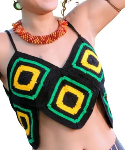 NOVO = cropped crochê P jamaic