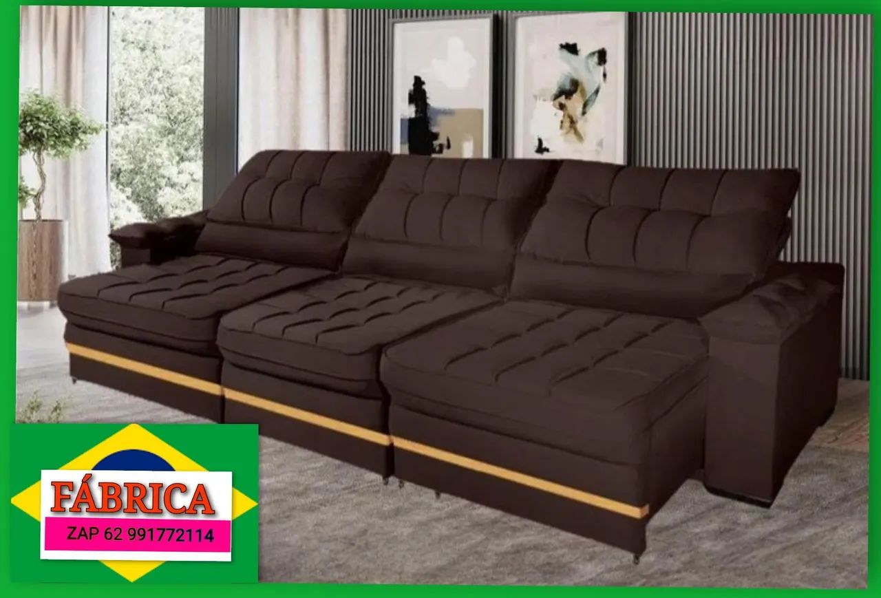 Sofá RETRÁTIL E RECLINÁVEL 2.90 COBRIMOS QUALQUER OFERTA da OLX  - Foto 3