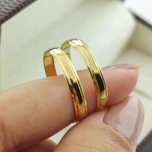 Par de Aliança  ouro 18k-750 3mm - Foto 2