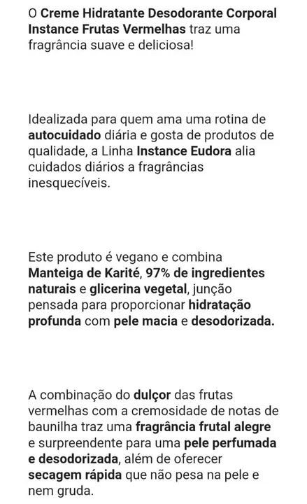 EUDORA - Creme Hidratante Instance Frutas Vermelhas Desodorante Corporal 400 ML - Foto 2