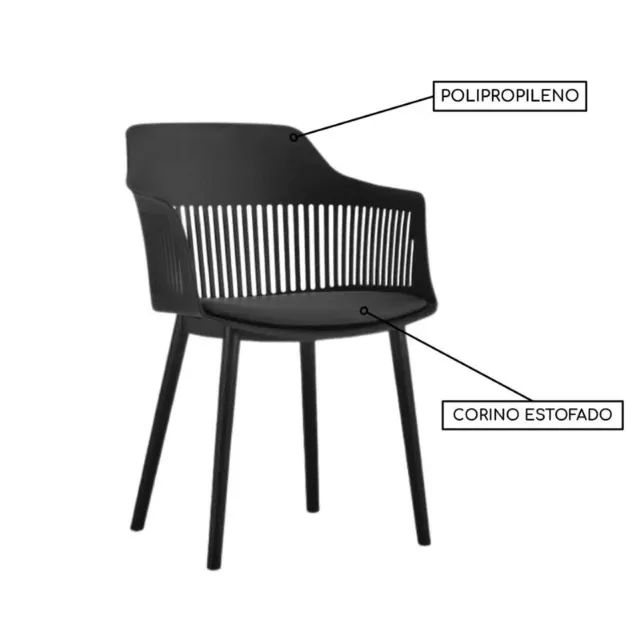 Cadeira Interlocutor MARCELA Polipropileno Cor Preto Conforto Resistente Modelo 37009 - Foto 3