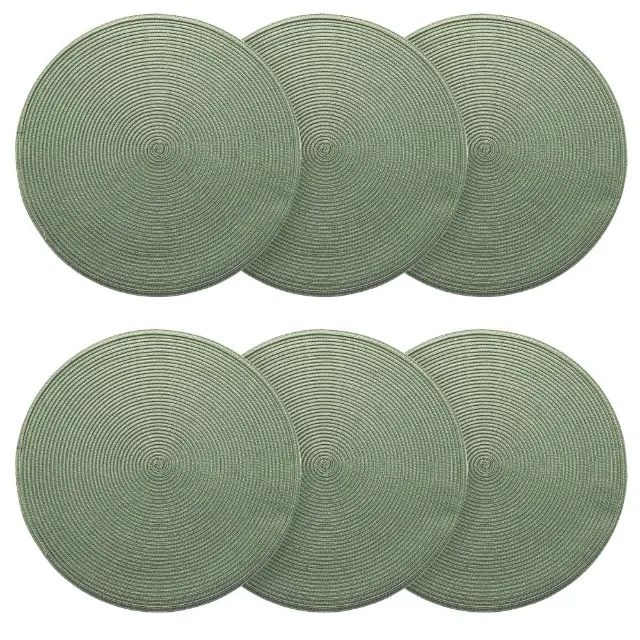 Kit 6 Peças Jogo Americano Redondo 38cm Sousplat Conjunto Verde Mesa Posta