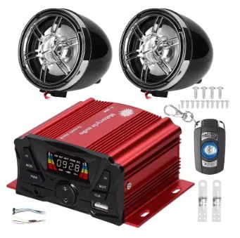 Som e Alarme para Moto Acessório Controle Remoto Cartão SD USB MP3 Bluetooth.