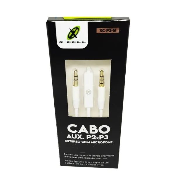 Cabo Auxiliar P2+P3 Estereo Com Microfone XC-P2-M -novo - Foto 3