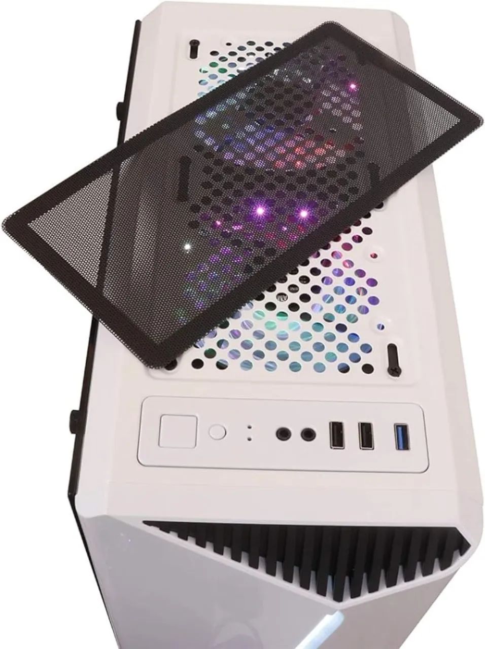 Gabinete Gamer Oex Gh200 Atx Frontal Iluminação Vidro Branco - Foto 3