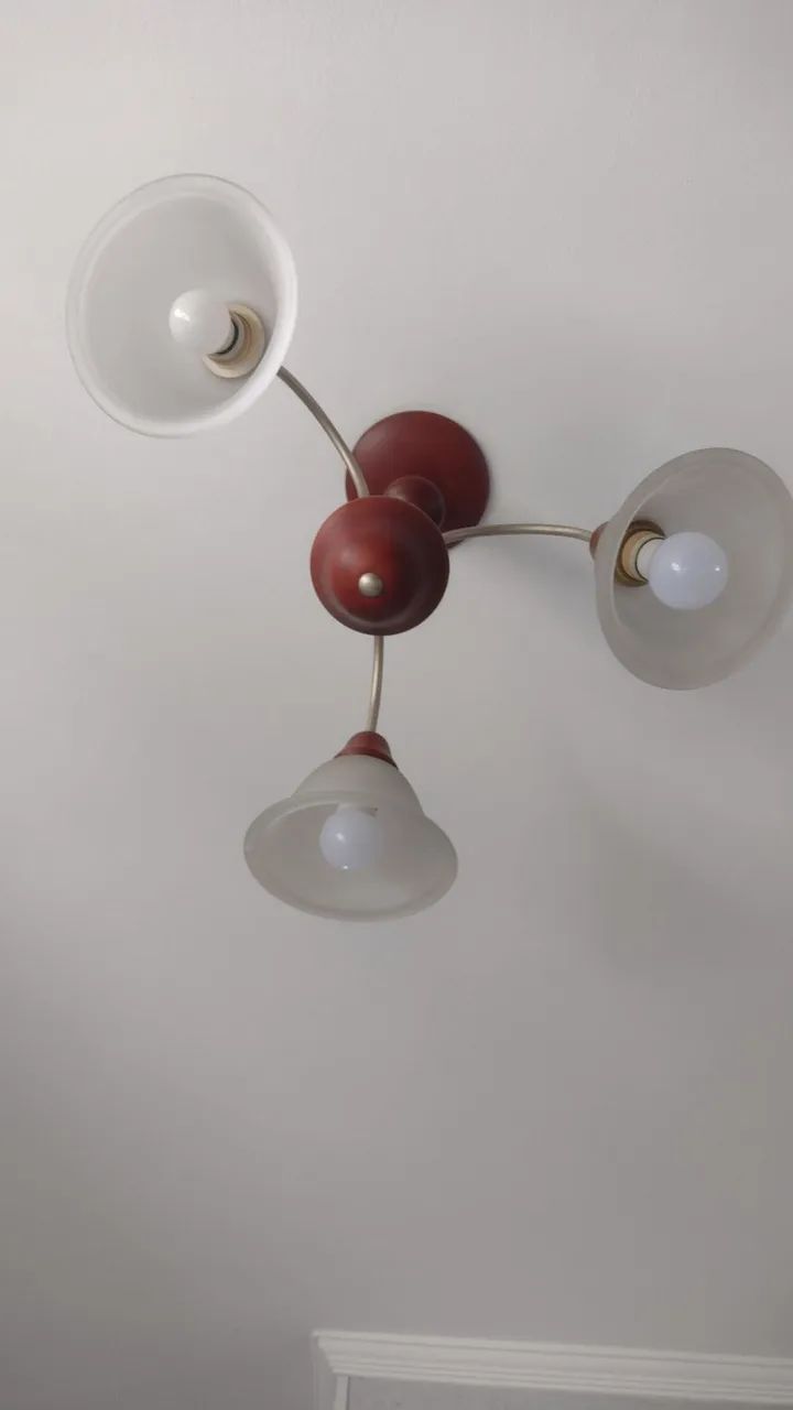 Luminária de Teto 3 Braços e Cúpulas