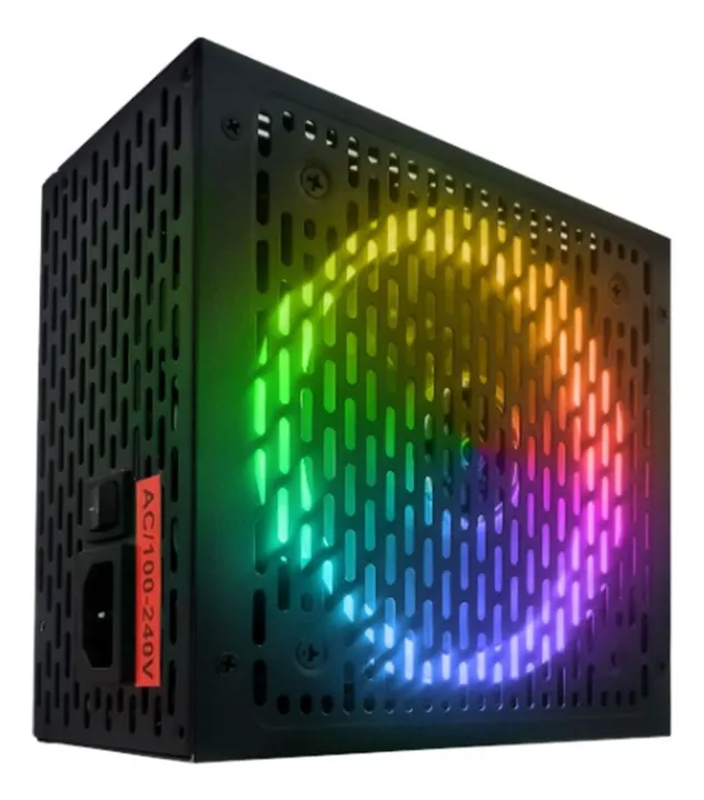 Fonte BRX Rainbow Series, 850W, 80 Plus Bronze, PFC Ativo, Bivolt, RGB, Com Cabo - NOVA, L