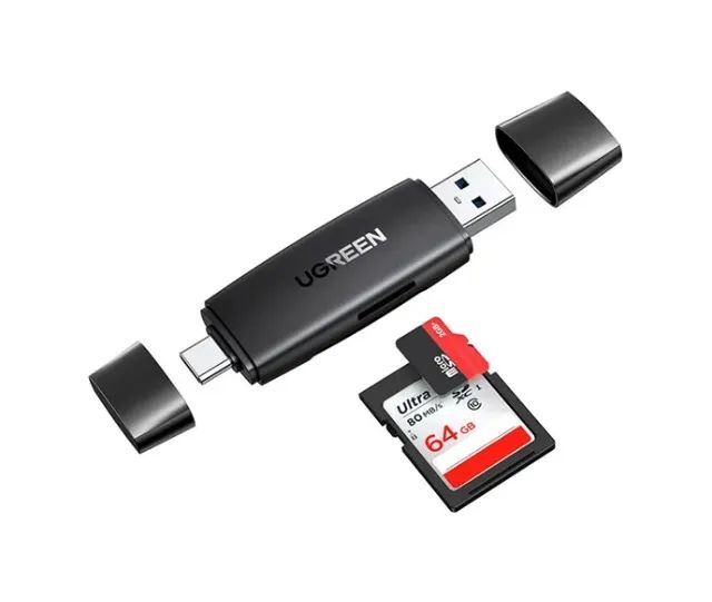 Adaptador Ugreen, USB-C/USB-A Leitor de Cartões TF/SD CM304