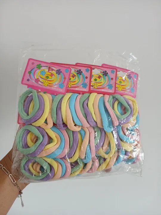 Elásticos de cabelo coloridos - 60 peças