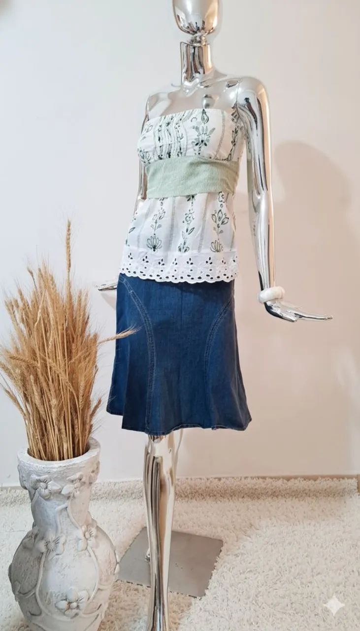 Conjunto saia jeans com tomara que caia tam 38 - Foto 2