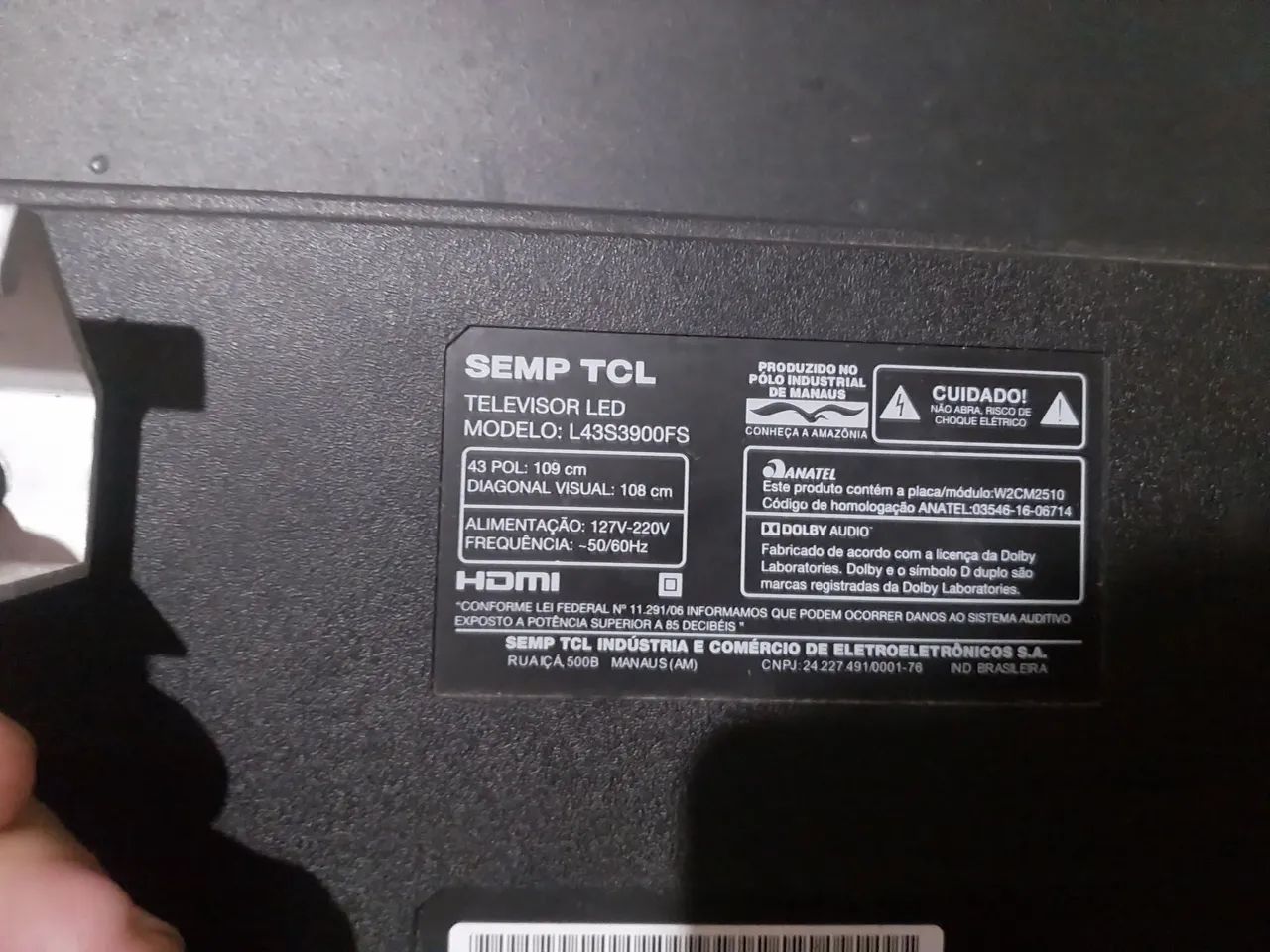 TV Semp TCL 43  com tela trincada - Foto 2