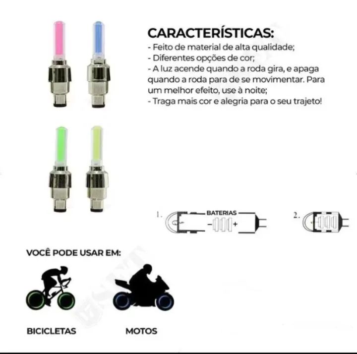 Luzes de LED para Válvula de bike - Foto 5