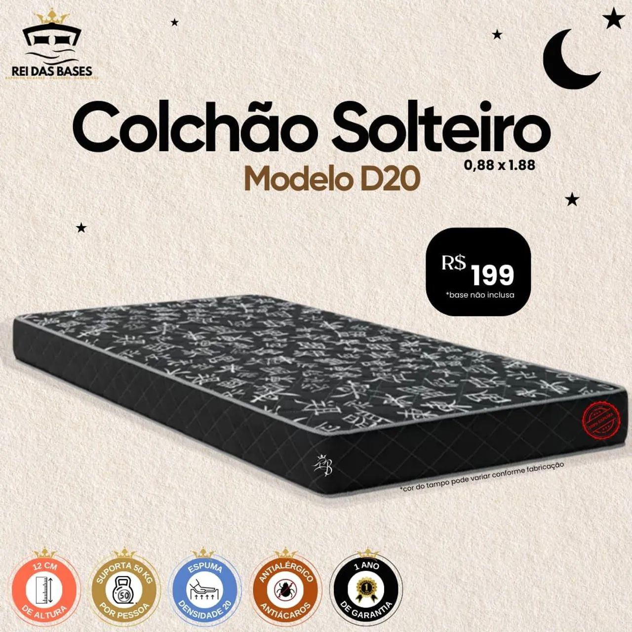 Colchão Solteiro D20 - Conforto e Qualidade *!