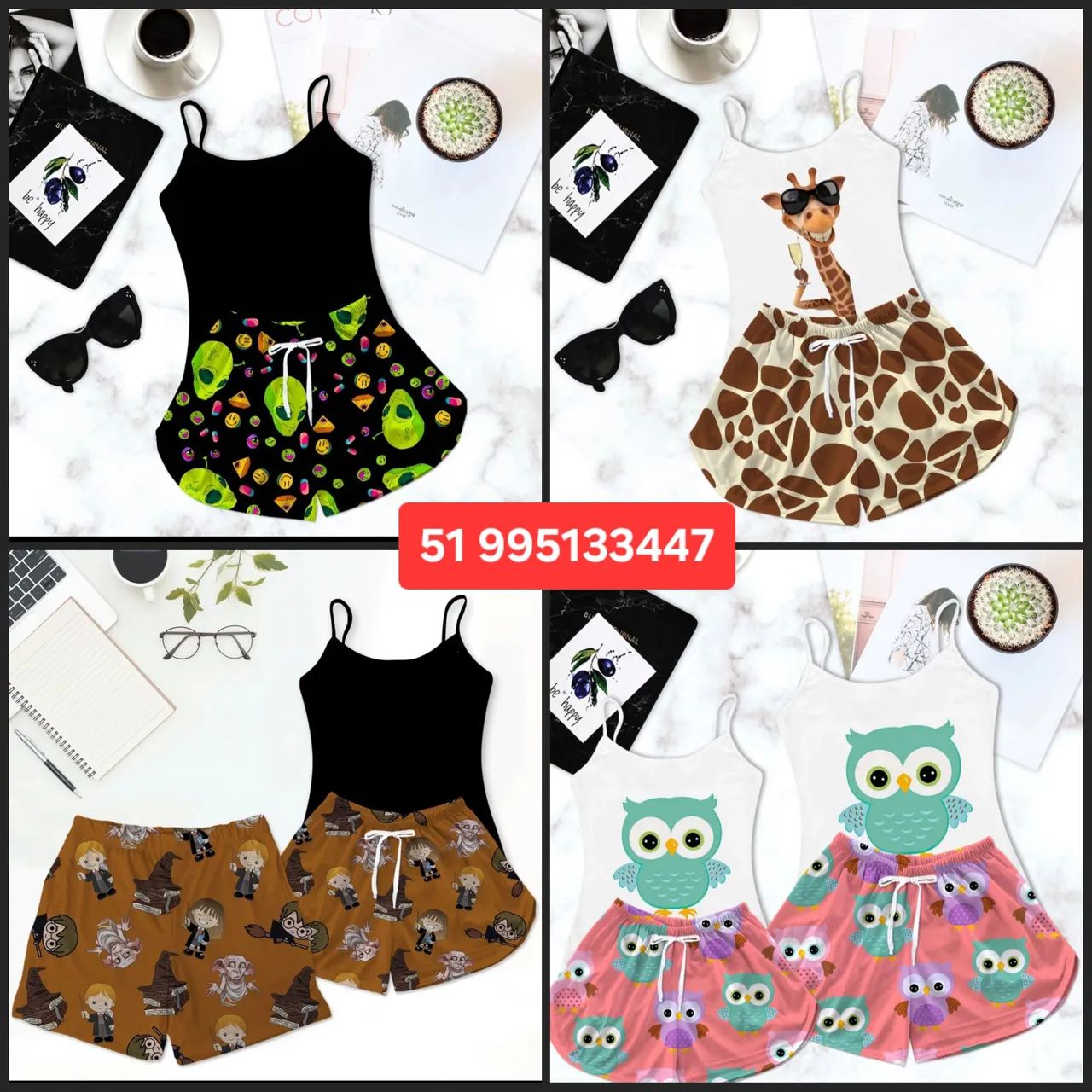 Conjunto de Pijama Girafa - Tamanho P M G - Foto 5