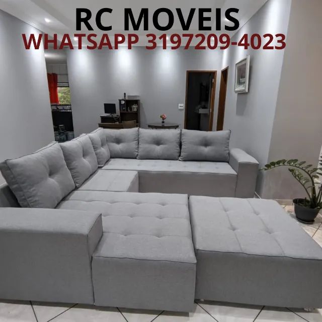 Sofá Modulado Toro com Chaise e Puff - Estrutura Reforçada D33