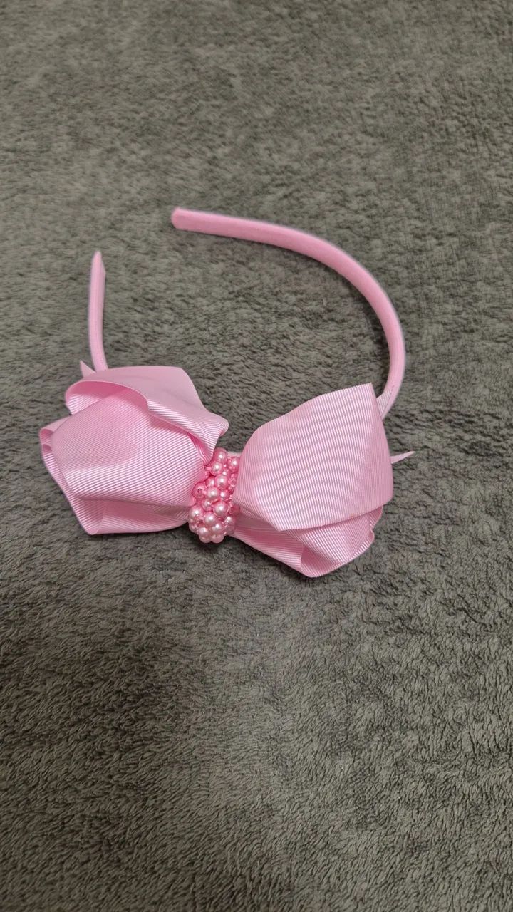 Tiara Laço Rosa Infantil
