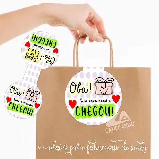 Adesivo para Sacola - Oba! Sua Encomenda Chegou!
