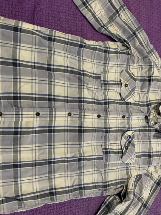 Camisa xadrez Timberland azul e branca - Foto 3
