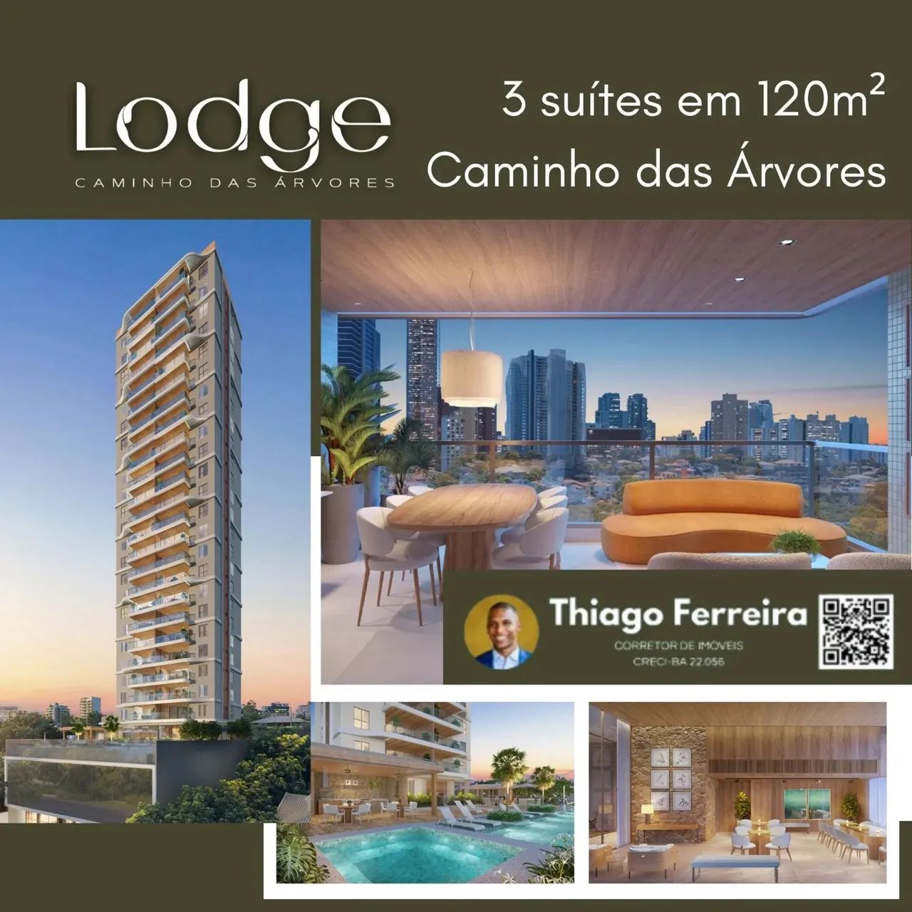 Lodge, Apartamento De 3 Suítes Em 120M² E 2 Vagas De Garagem No Caminho Das Árvores. GPJBE - Foto 2