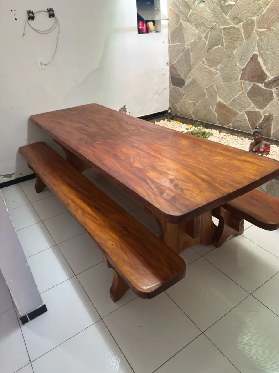 Mesa rústica de vinhático 0,90x3,00 metros  - Foto 3