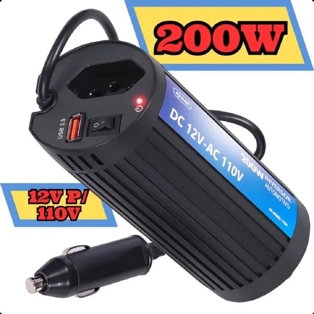 Inversor Transformador Tensão Veicular 200w 12v 110v Usb