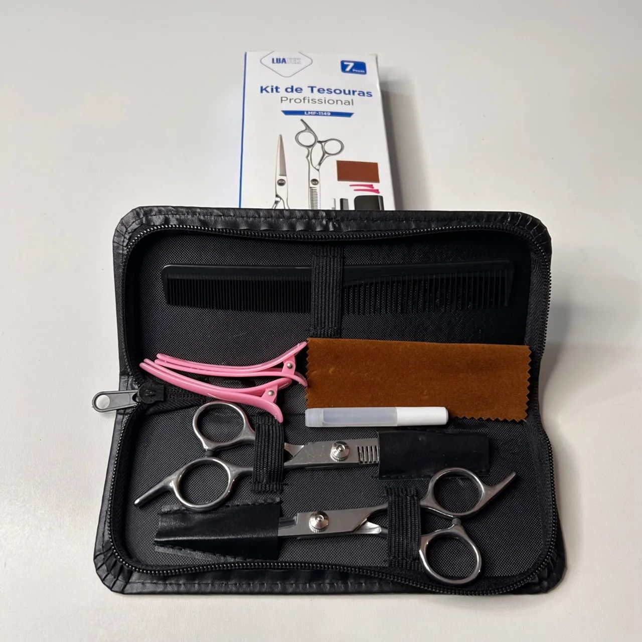 Kit de Tesouras Profissional para Cabelo 7 Peças