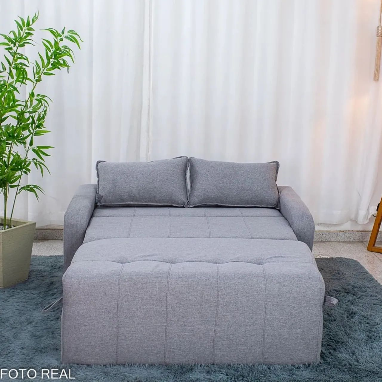 Sofá Cama Amora New Larg. 1.37m Linho Cinza Entrega Rápida - Foto 3