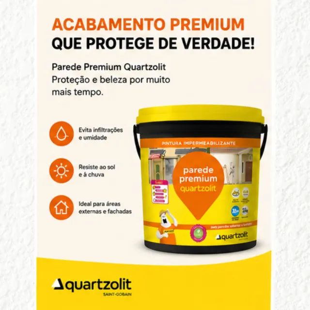 Tinta Impermeabilizante Quartzolit Parede Externa 5x1 Fachada Premium Emborrachada infiltr - Foto 4