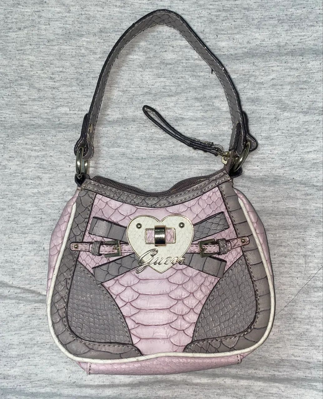 Bolsa Guess Vintage Rosa e Cinza Original 