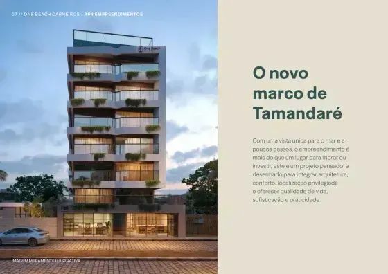 TAMANDARÉ - Studio com 20 m² a 100 m da praia de Campas com lazer completo