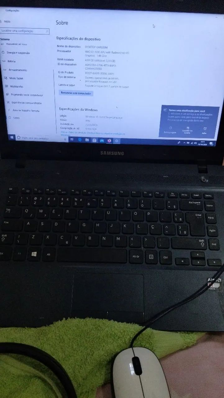 Notebook Samsung 4 gb RAM 460 gb 