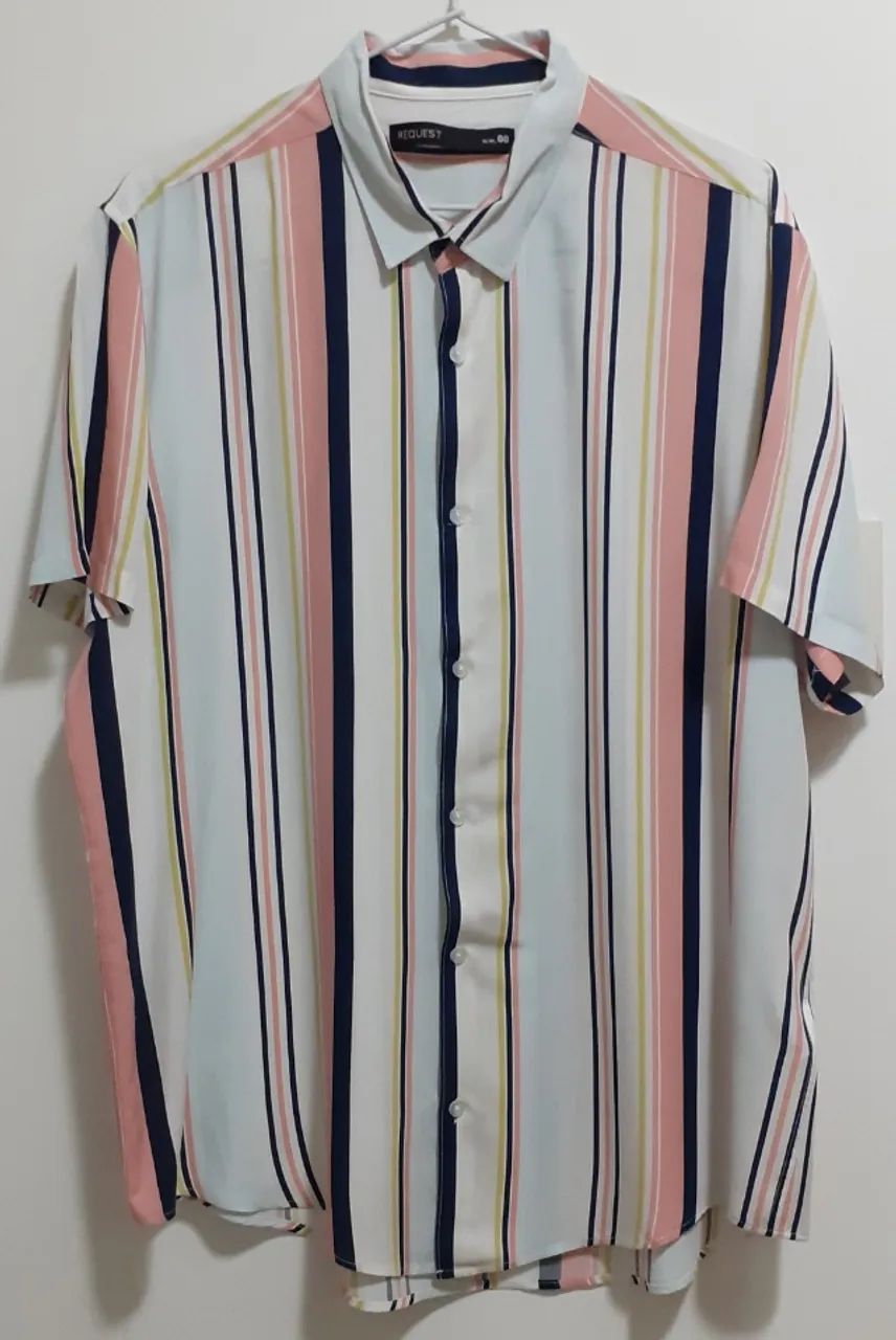 Camisa Masculina Listrada Manga Curta - Foto 3