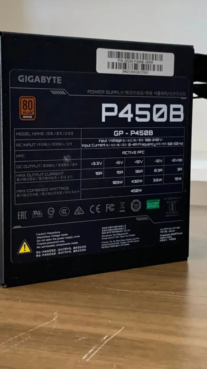 FONTE GIGABYTE P450B 450W 80 PLUS - Foto 2