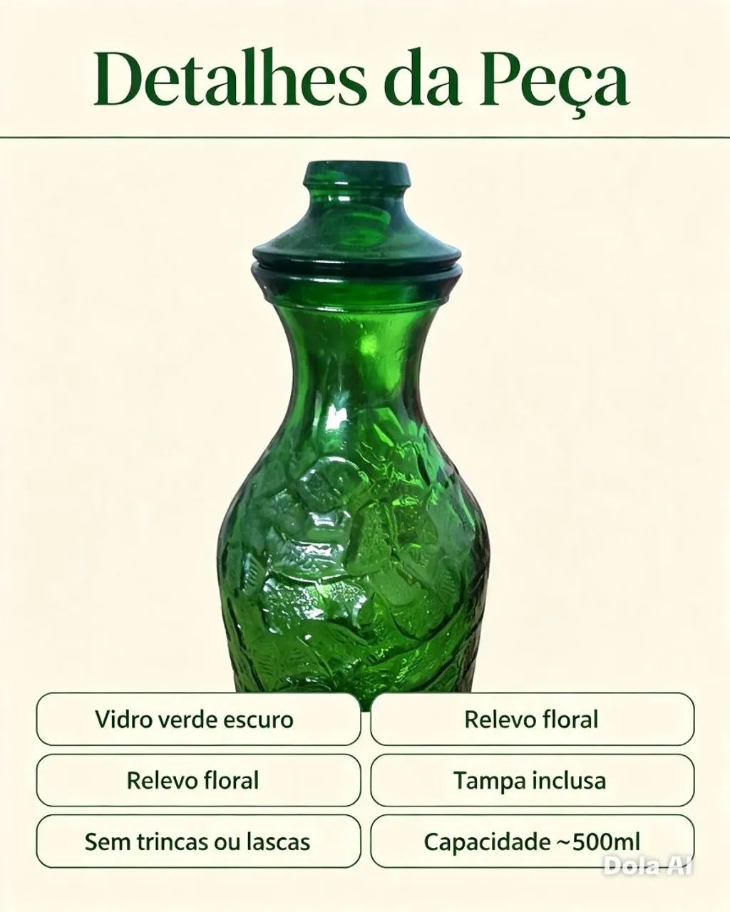 Jarra vintage verde com tampa