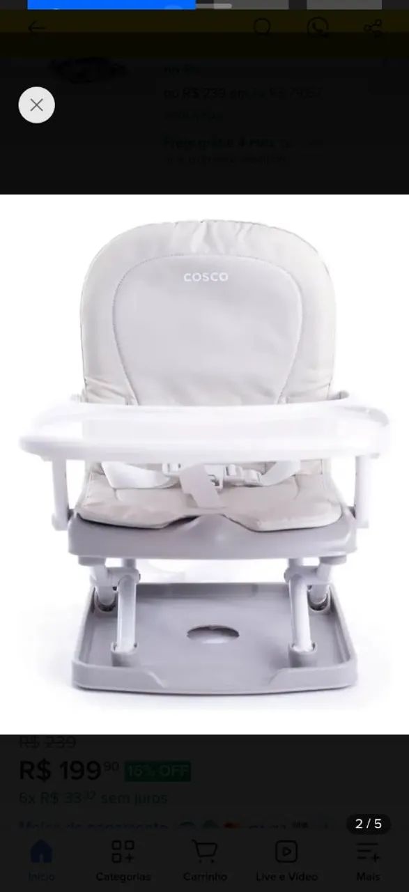Cadeirinha de alimentação bebê kids  - Foto 2